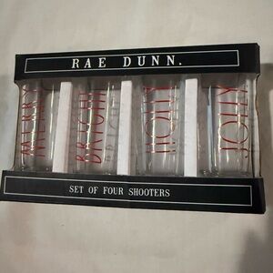 Rae Dunn Shooter Glasses with Red Lettering